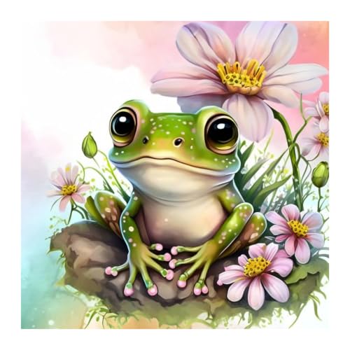 SJUTOUCI Frog Diamond Art Kit for Adults, Diamond Painting Frog | Animal Gem Art, Bead Art, Diamond Dots Craft, Round Full Drill, Home Decor, DIY Gift, 12x12 inch - color: Frog 1