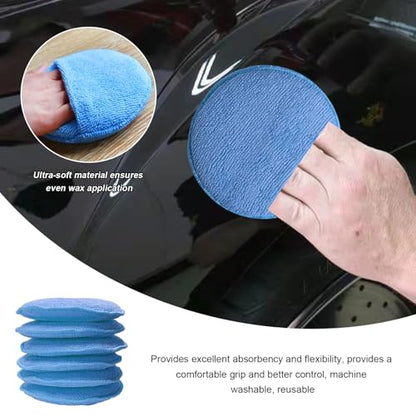 8PCS Microfiber Wax Applicator Pads, 5 Inch Round Car Wash Sponge Cleaning Tools with Finger Pocket, Scratch-Free Ultra-Soft Foam Bulk for Fine Polishing Detailing Waxing (Royal Blue) - color: Royal Blue