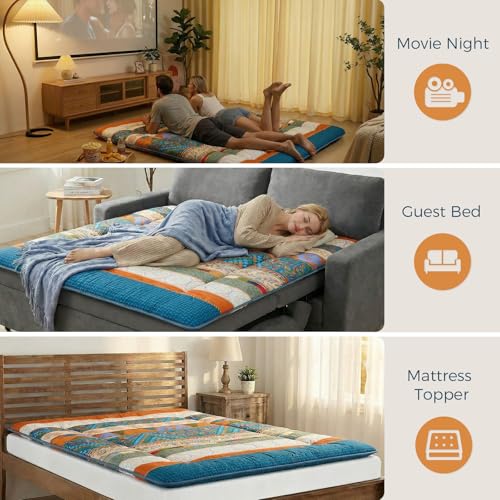 XICIKIN 2.5" Japanese Floor Mattress, Japanese Futon Mattress - color: Bohemian, size: Queen（80" x 60"）