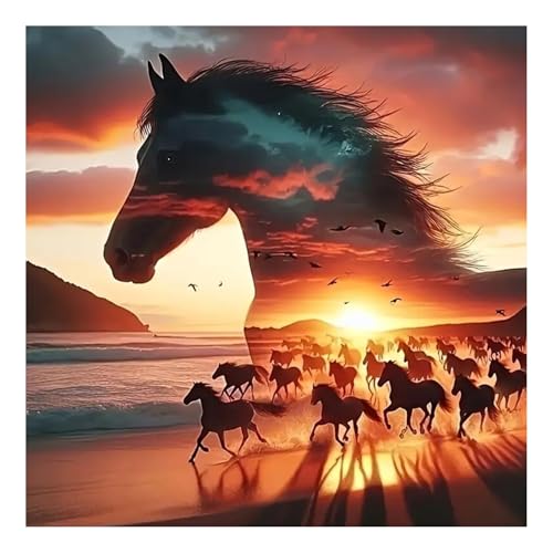 Horse Paint by Numbers Kit for Adults, 16x16 inch | DIY Painting Kits Crafts for Adults, Relieve Stress, Gift, Home Wall Decor - color: Horse