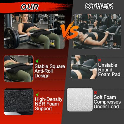 Square Hip-Thrust Pad Protective Extra Thick Foam pad for Barbell Weightlifting Hip Thrusts and Glute Bridges Workouts Home Gym Equipment - color: Black