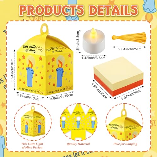 Simgoing 24 Sets Sunday School VBS 2026 Craft Illumination Lantern Craft | Lantern Crafts with LED Candle Light Tissue Paper Light of Mine Suncatchers Hanging for Christian Decor - style: Light of Mine