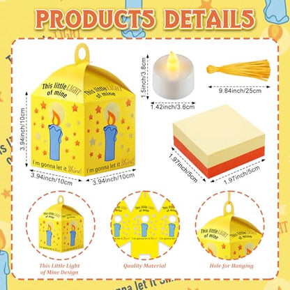 Simgoing 24 Sets Sunday School VBS 2026 Craft Illumination Lantern Craft | Lantern Crafts with LED Candle Light Tissue Paper Light of Mine Suncatchers Hanging for Christian Decor - style: Light of Mine
