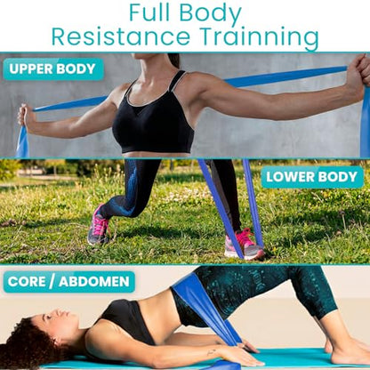 Vive Professional Resistance Bands - 25 Yard Non-Latex Roll for Physical Therapy, Lower and Upper Body Exercise Workout - Straight Elastic for Strength Training, Rehabilitation, Women, Men - color: Blue