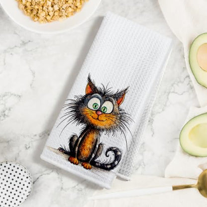 4 Pcs Funny Cat Kitchen Towels, Cute Cats Gifts Reusable Hand Towels-07 - color: Multi 1624