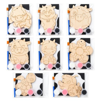 Saypacck 24 Pcs Party Favors Wooden Painting Craft Kits Birthday Party Supplies with Organza Bag for Goodie Bags Fillers Adult Thank You Gifts(Cow) - style: Cow