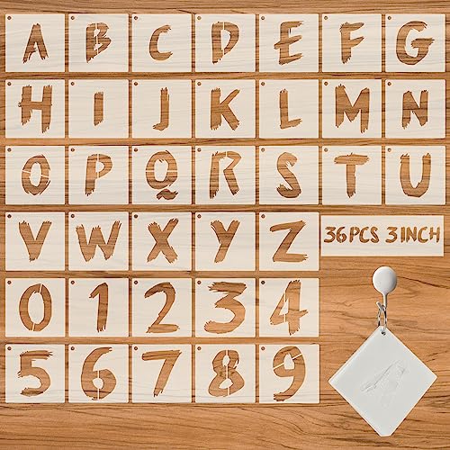 36Pcs Letter Stencils, Reusable Numbers & Alphabet Stencils, 3 inch,Cursive | Reusable, Numbers & Alphabet, For Painting on Wood, Wall, Fabric, Rock, Chalkboard, Signage, Spray Painting Compatible - size: 3 IN