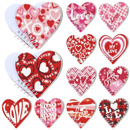 Fuyoooo 12 Pcs Valentine's Day Diamond Art Notebook Kits for Adults - style: Heart