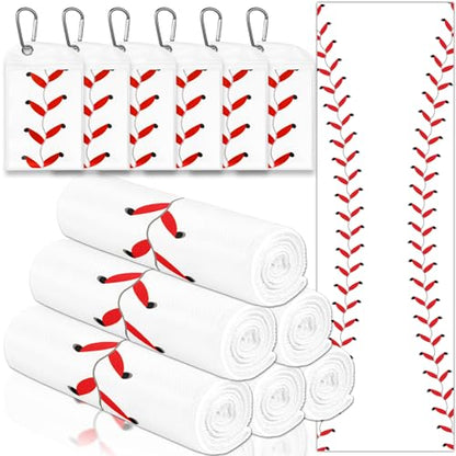 Lonfliness 6Pcs Baseball Cooling Towels with Bags 38x12 in Breathable Chilly Microfiber Ice Towel Fast Drying Sport Team Gift for Player Coach Gym Workout Biking Running Yoga (Baseball) - color: White
