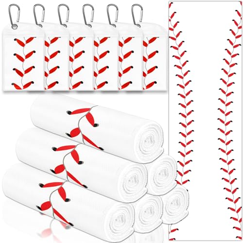 Lonfliness 6Pcs Baseball Cooling Towels with Bags 38x12 in Breathable Chilly Microfiber Ice Towel Fast Drying Sport Team Gift for Player Coach Gym Workout Biking Running Yoga (Baseball) - color: White