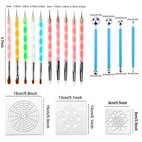 Augshy 58PCS Mandala Dotting Tools Set with a Blue Zipper Waterproof Storage Bag for Painting Rocks - style: Mandala Style A