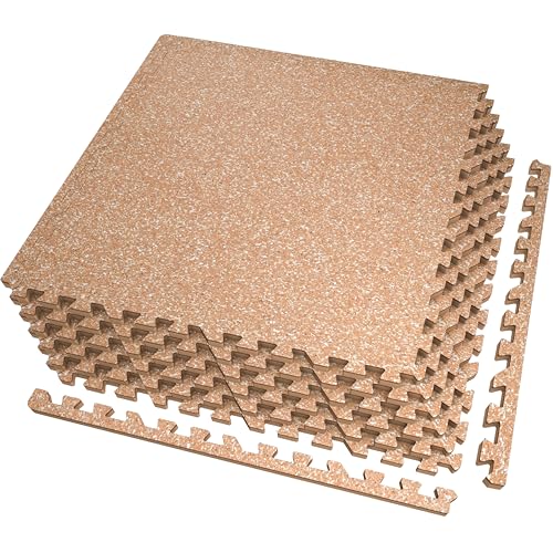 AIRHOP 0.56in Thick 24 Sq Ft Exercise Equipment Mats, 6 Tiles Upgraded Rubber Top with High Density EVA Foam, Large Interlocking Puzzle Gym Flooring for Home Gym, Heavy Weight Workout, 24 x 24in - color: Wood, size: 24 Sq Ft (6 Tiles)