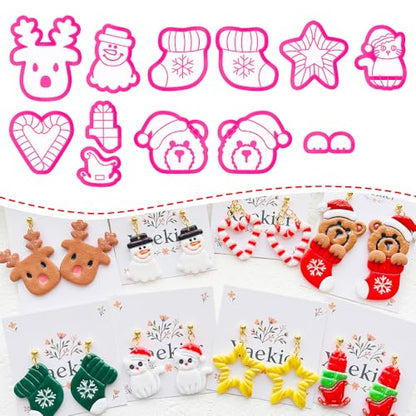Holiday Theme Polymer Clay Cutters Set – Molds, Clay Cutters for Polymer Clay, Clay Earring Tools - color: I color