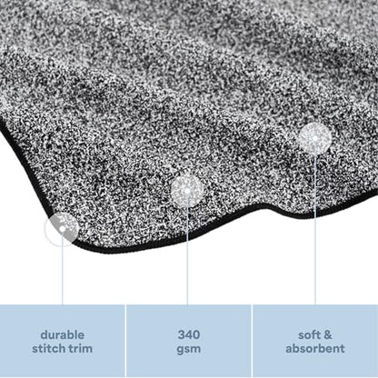 S&T INC. Microfiber Gym Towels, 6 Pack, 16" x 27" | Absorbent and Lightweight, Quick-Dry, Compact for Gym Bag, Yoga and Travel, Machine Washable - color: Heathered Black