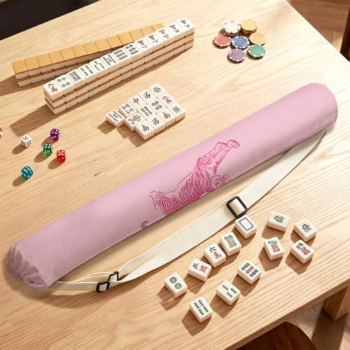 Preppy Pink Tiger Mahjong Mat Bag with Adjustable Straps - color: Preppy Pink Tiger