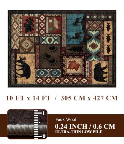 YIHOUSE 10x14 Rustic Cabin Area Rugs for Living Room, Brown - color: Brown, size: 10' x 14' (Rectangular)