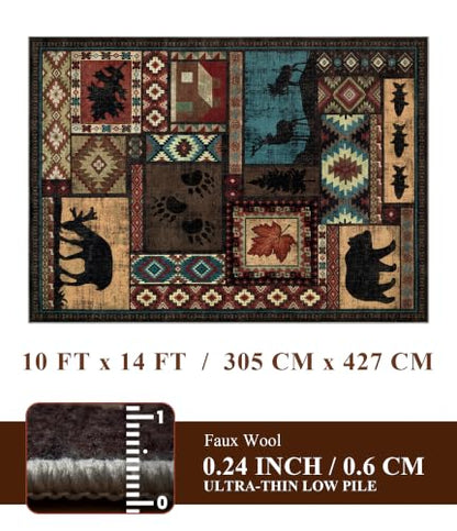 YIHOUSE 10x14 Rustic Cabin Area Rugs for Living Room, Brown - color: Brown, size: 10' x 14' (Rectangular)