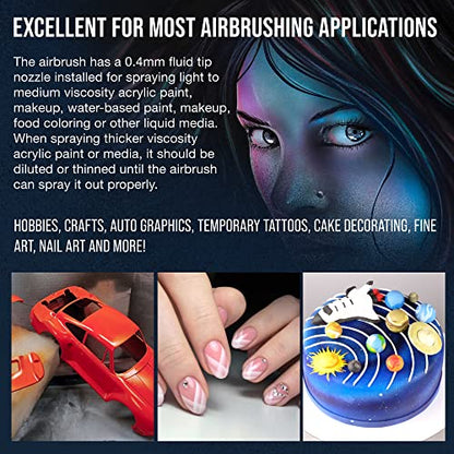 Master Airbrush Powerful Cordless Airbrushing System Kit - 20 to 36 PSI, Portable Rechargeable Air Compressor Professional Artist Set, How to Guide - Acrylic Paint, Makeup, Cake, Hobbies Crafts, Model