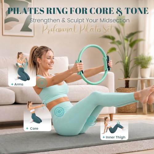 Pilates Kit for Women, At Home Equipment Set for Full Body Workout - color: Green