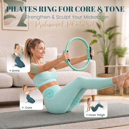Pilates Kit for Women, At Home Equipment Set for Full Body Workout - color: Green