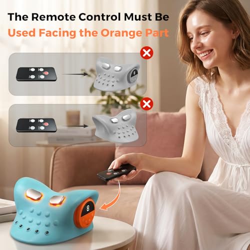 Massager Official 4-in-1 Cervical Neck Massager Pillow with Heating Wave Vibration, Remote Control, for Home, Office, Travel