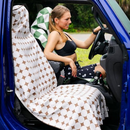 Sprints Athletic Running Towel, Full-Sized, Car Seat Cover - Performance Microfiber (Kaleidoscope Cream w/Snaps) - color: Kaleidoscope Cream W/ Snaps