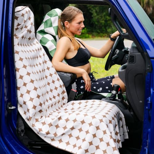 Sprints Athletic Running Towel, Full-Sized, Car Seat Cover - Performance Microfiber (Kaleidoscope Cream w/Snaps) - color: Kaleidoscope Cream W/ Snaps