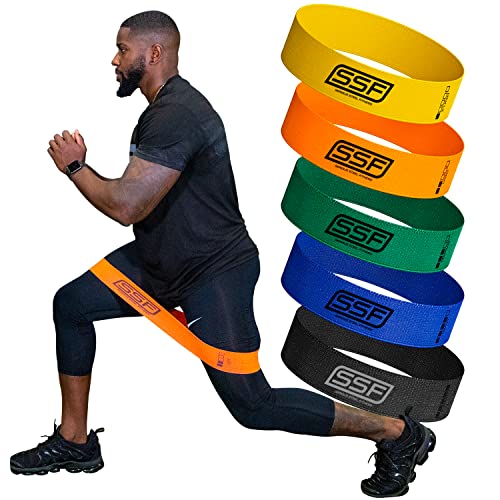 Serious Steel Fitness 패브릭 미니 루프 미끄럼 방지 저항 밴드 세트 | 워밍업, 물리 치료, 둔근 훈련, 속도 및 민첩성 운동 밴드 - color: 멀티 컬러 세트