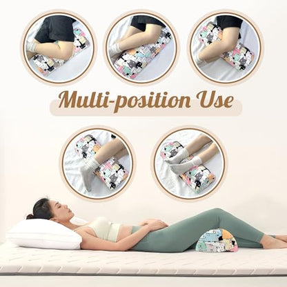 Knee Pillow for Back Sleeping – Half Moon Bolster Pillow for Under Knee While Sleeping Support, Leg & Back Pain Relief (21.5x9x5 Inches) - color: Pink