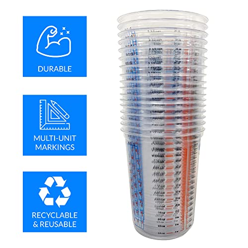 Reli. Paint Mixing Cup (50 Pcs) 32 oz (1 quart) | Disposable Measuring Cups | Clear Plastic Mixing Cup | Use for Paint, Epoxy, Resin, Pigments (32oz)