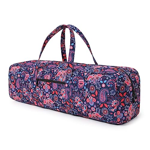 Boulder Bee | Yoga Mat Bag | Large Yoga Mat Carrier with Wet Pocket | Yoga Gifts | Gym Tote Bag for Women - color: Red and navy