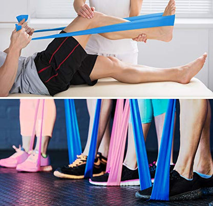 6 ft. Long Resistance Bands Set of 3, Premium Non-Latex Elastic Exercise Bands Exercise Stretch Bands for Any Exercise Physical Therapy, Yoga, Home,Outdoor, Gym Women Men