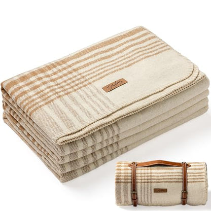 Molithe 100% Wool Blanket, 62" x 86", Warm, Thick, Military, Camping Gear - color: Walnut Brown