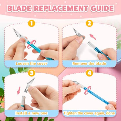55PCS Exacto Knife Set, Craft Knife, Hobby Knives with 50PCS Blades | 55PCS precision knife kit, SK5 exacto knife blades for art, woodworking, stencil, scoring, scrapbooking, modeling and crafts - style: Multi-1 – 5 Knives / 50 Blades