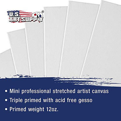 U.S. Art Supply 2" x 2" Mini Stretched Canvas for Painting Pack of 12 | Professional Primed - Ideal for Arts & Crafts - size: 2" x 2" - Pack of 12