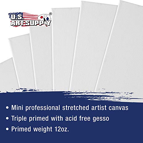 U.S. Art Supply 4"x4" Mini Square Canvases for Painting, Pack of 12 | Mini Primed Artist Stretched Canvas, Ideal for Arts & Crafts, Weddings, Birthdays - size: 4" x 4" - Pack of 12