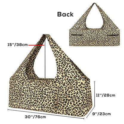 Yoga Mat Bag - Large Yoga Bag with Yoga Mat Strap, Zipper and Pockets - Yoga Bags and Carriers Fits All Your Stuff - Personalized Yoga Mat Bags for Women Fits Most Size Mats - color: Leopard Print