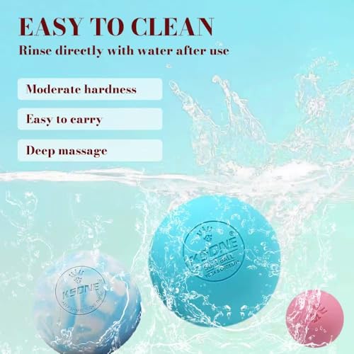 KSONE Massage Lacrosse Balls -Massage Balls for Myofacial Release&Trigger Point Therapy-Set of 2-Hard Lacrosse Massage Ball &Soft Massage Ball with one mini Ball - color: Multi Blue