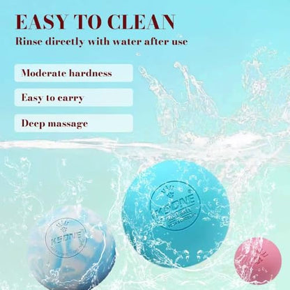 KSONE Massage Lacrosse Balls -Massage Balls for Myofacial Release&Trigger Point Therapy-Set of 2-Hard Lacrosse Massage Ball &Soft Massage Ball with one mini Ball - color: Multi Blue