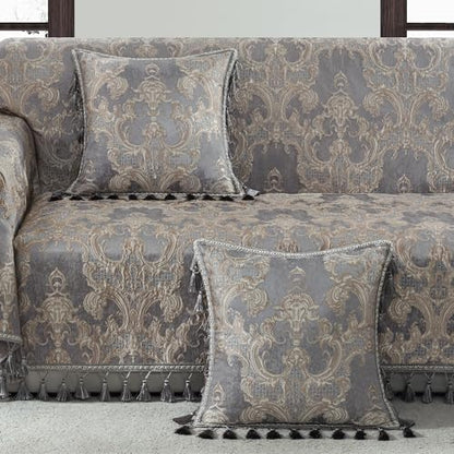 Loom and Mill Luxury Grey Jacquard Throw Pillow Cover 20 x 20 Inch 1 Piece - color: Grey