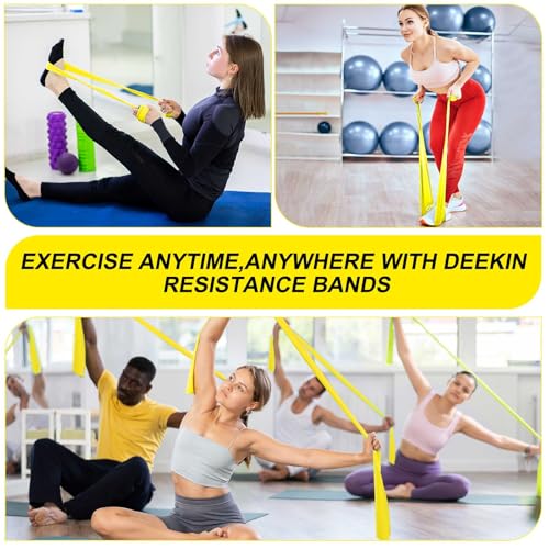 DEEKIN 10 Pcs Resistance Bands Professional Exercise Elastic Bands Latex-Free Yoga Starter Set for Pilates, Physical Therapy, Strength Training, Yoga, Working Out for Women Home Gym - color: Yellow, style: 10 Lbs