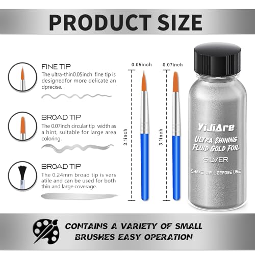 Liquid Leaf Paint - Alcohol-Based Metallic Paint, Quick-Drying for Crafts, DIY, and Resin Projects,Can be Used with Spray Guns - Silver 1 Fl Oz - color: Silver, size: 1 Fl Oz (Pack of 1)