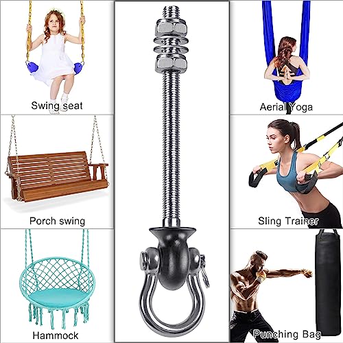 Dolibest Set of 6 Permanent Antirust Stainless Steel 304 Heavy Duty Swing Hangers for Playground Porch Yoga Hammock Chair, Easy to Install on Wood/Steel Beam, Rustproof and Durable, 7.67'' - color: Silver 7.67'' 6 Pack