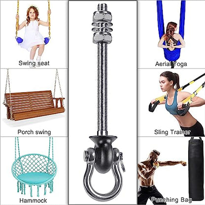 Dolibest Heavy Duty Swing Hangers, Stainless Steel 304 Swing Bolts, 180° Swing, Perfect for Playground, Porch, Yoga, Hammock Chair, Punching Bag - for Wood and Steel Beams, 7.67'' (4Pack) - color: Silver 7.67''-4pcs