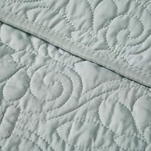 Madison Park Damask Quilting Design Throw Blanket, 60"x70" - color: Seafoam, size: 60"x70"