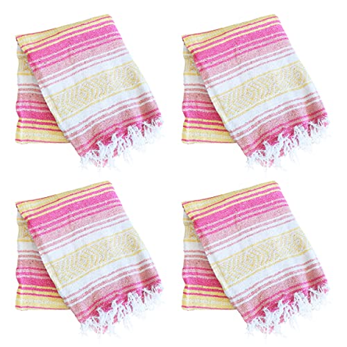 La Montana Bulk Falsa Mexican Blanket, 4 Pack, Coral/Melon/Yellow/White - color: Coral/Melon/Yellow/White
