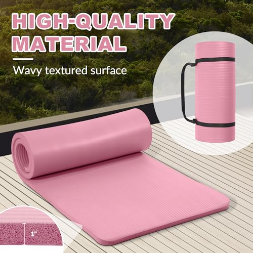 BalanceFrom 1-Inch Premium Yoga Mat,High-Density NBR Foam,1 Inch Thick Yoga Mat for Superior Cushioning and Joint Protection,Non-Slip for Pilates,Gym & Exercise