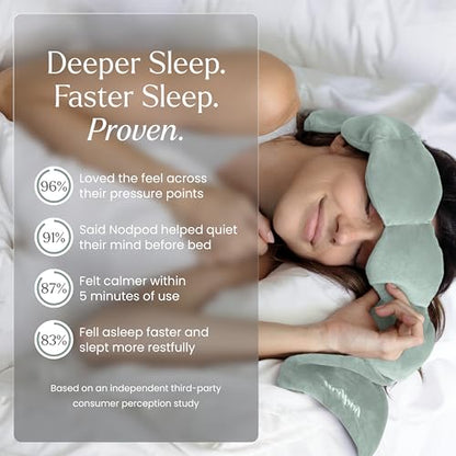 nodpod Patented Gentle Pressure Sleep Mask, Weighted Eye Mask | Patented Light Blocking Design for Sleeping, Travel & Relaxation, Bead Filled, Machine Washable, BPA-Free, Sage - color: Sage Cotton