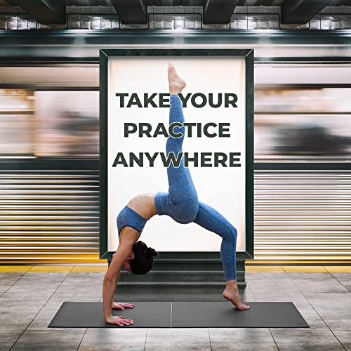 Koru Fold & Roll Yoga Mat - Patented Design, Cleaner Alternative to Traditional Yoga Mats, 6mm Thick, 7P Free, SGS Certified, 68" x 24" - color: Black / Gray