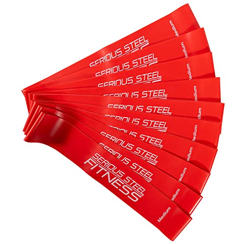 Serious Steel Fitness Mini Resistance Loop Bands | Rehab and Prehab Stretch Bands | 12" Exercise Workout Bands (Sets of 5 Pack and Sets of 10 Pack Trainer Options Available!) - color: Medium 10 Pack (2" x 12")